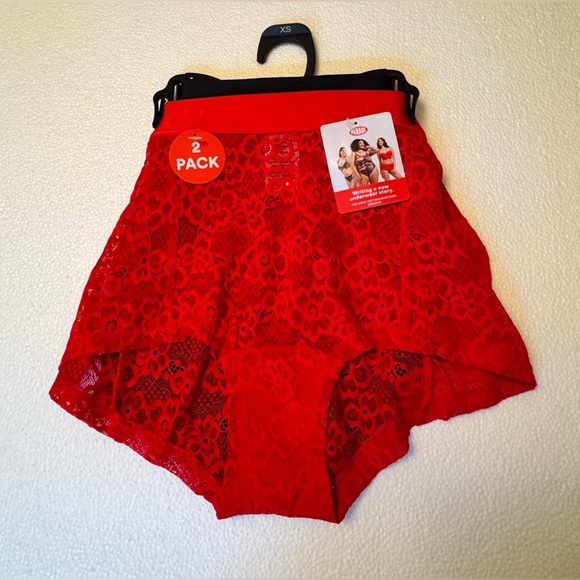 Parade Red Lace High-Waisted Panties - 2 Pack - Picture 1 of 7